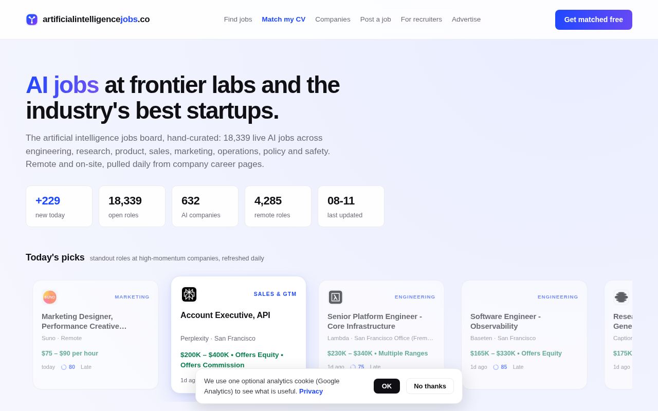 AI Jobs Board homepage
